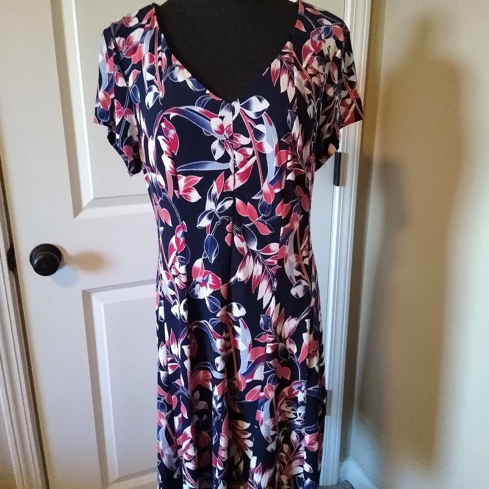 roz&Ali midi dress blue floral print 14